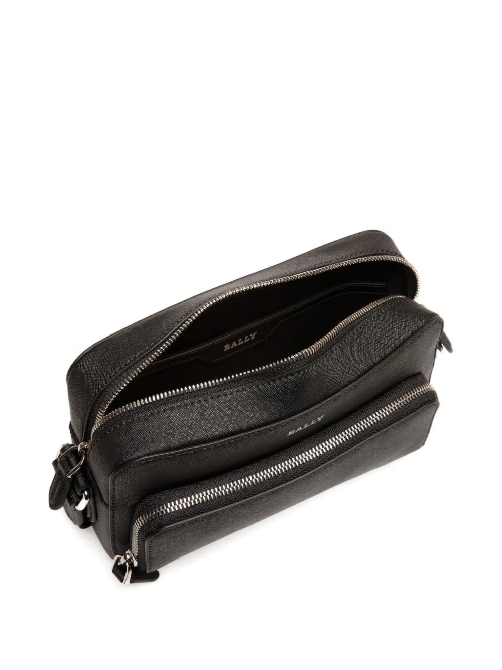 Bally Leren messengertas Zwart