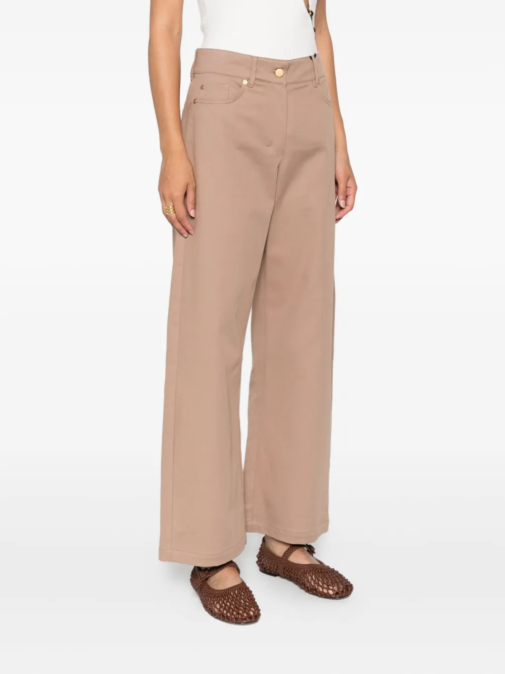 'S Max Mara buttoned cotton-blend straight trousers Bruin