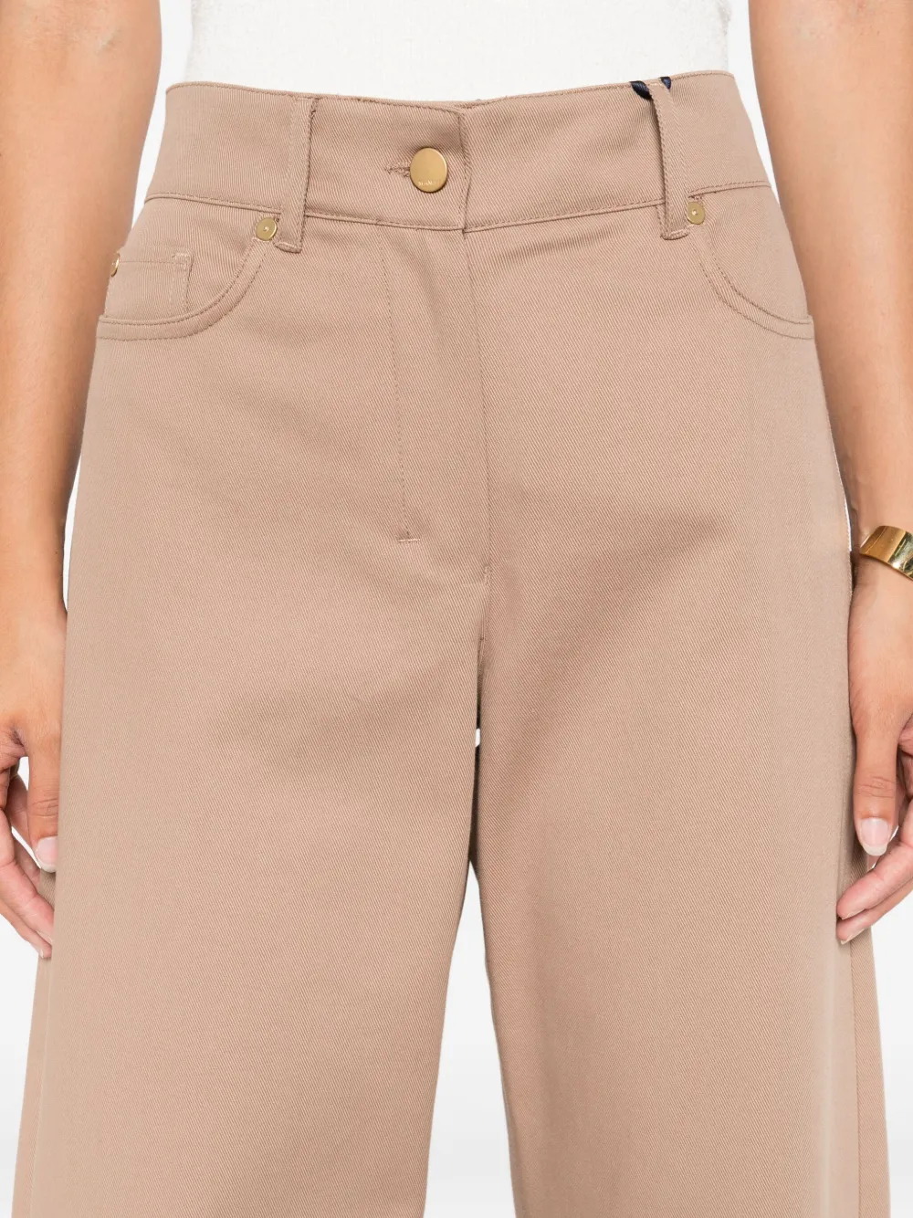 'S Max Mara buttoned cotton-blend straight trousers Bruin