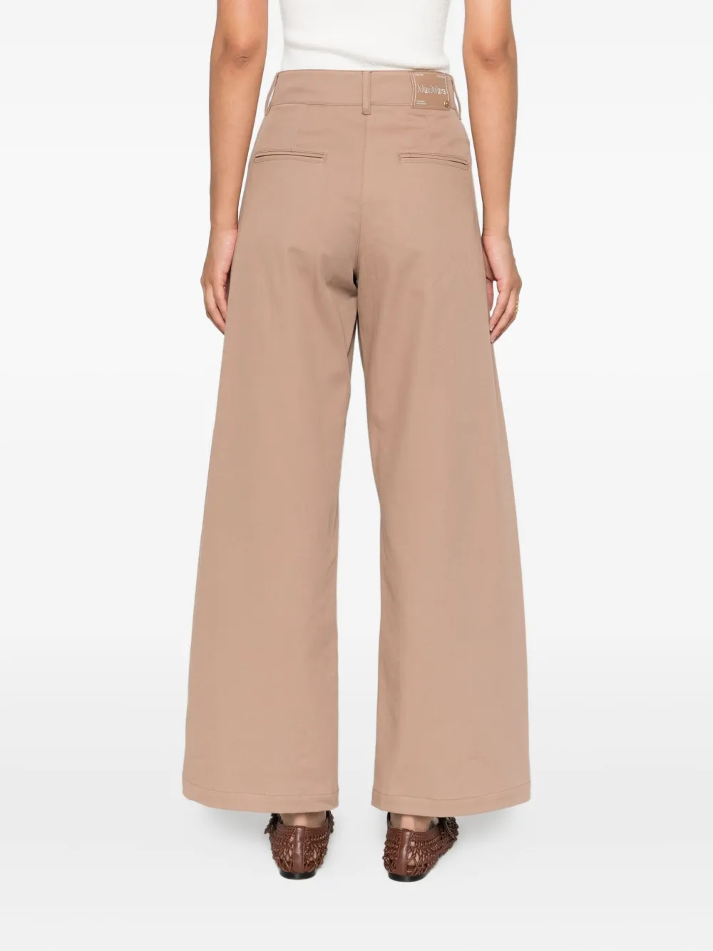 'S Max Mara buttoned cotton-blend straight trousers Bruin