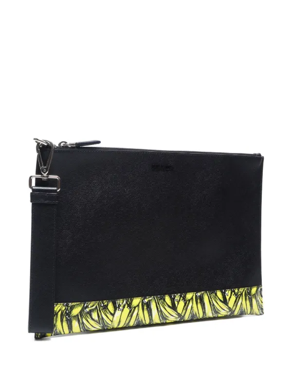 Prada Pre-Owned 2020 Banana-print Clutch Bag Black FARFETCH IN