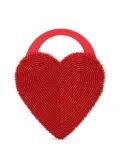 Vanina Reine de Coeur beaded heart clutch bag - Red