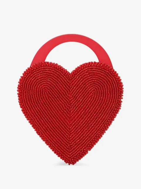 Vanina Reine de Coeur beaded heart clutch bag