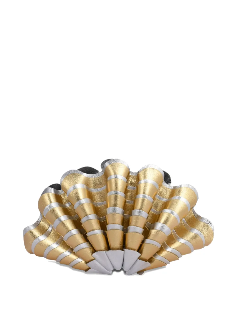 Vanina Sables Mouvant gestreepte clutch in schelpvorm Zilver