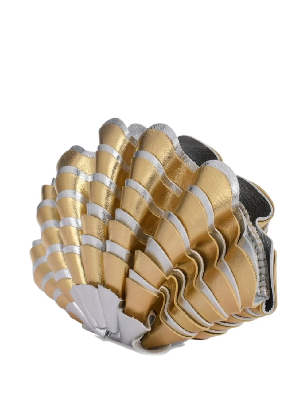 Vanina Sables Mouvant gestreepte clutch in schelpvorm Zilver