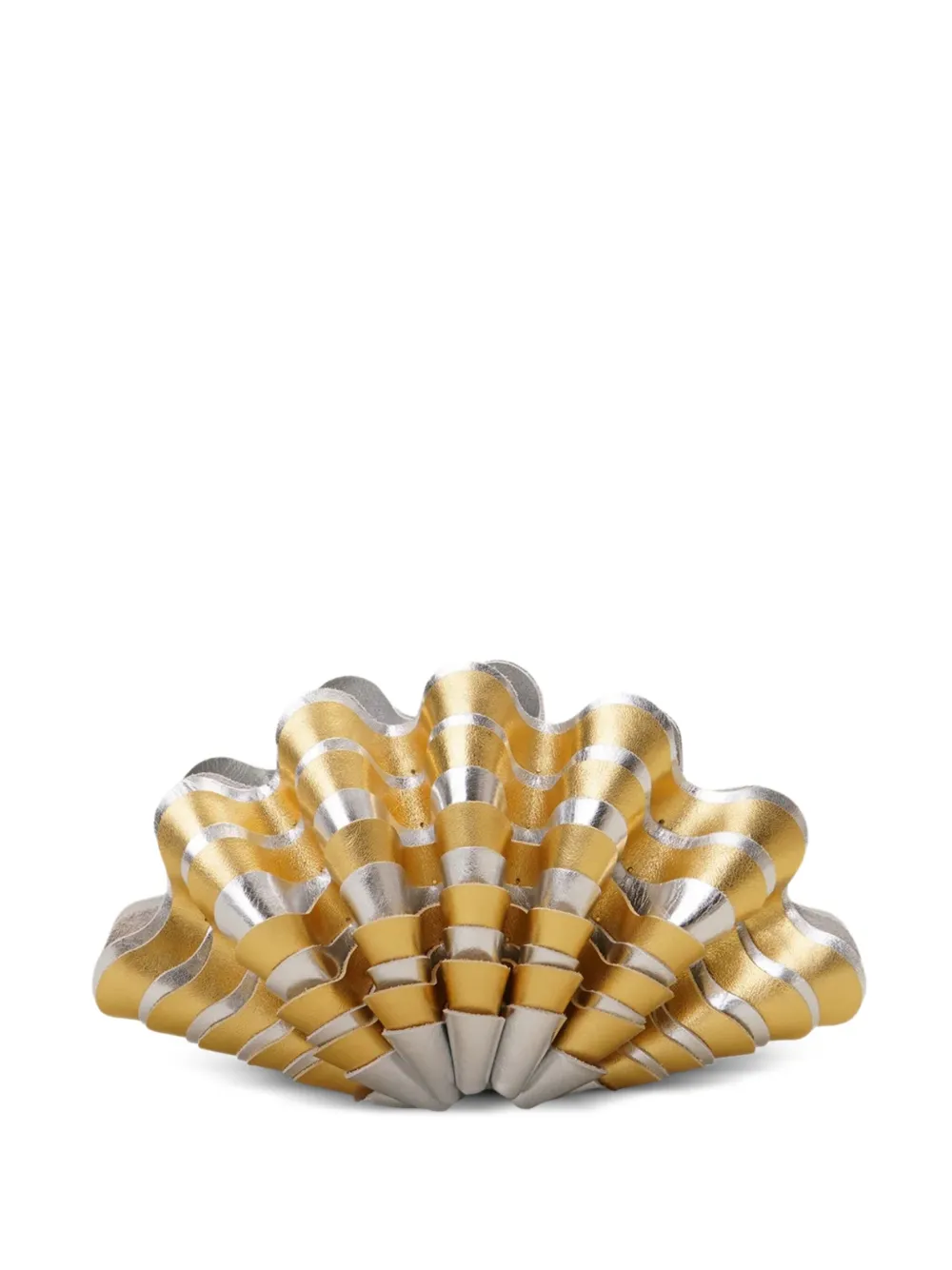 Vanina Sables Mouvant gestreepte clutch in schelpvorm Zilver