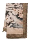 Pierre-Louis Mascia Alopie printed fringed scarf - Brown