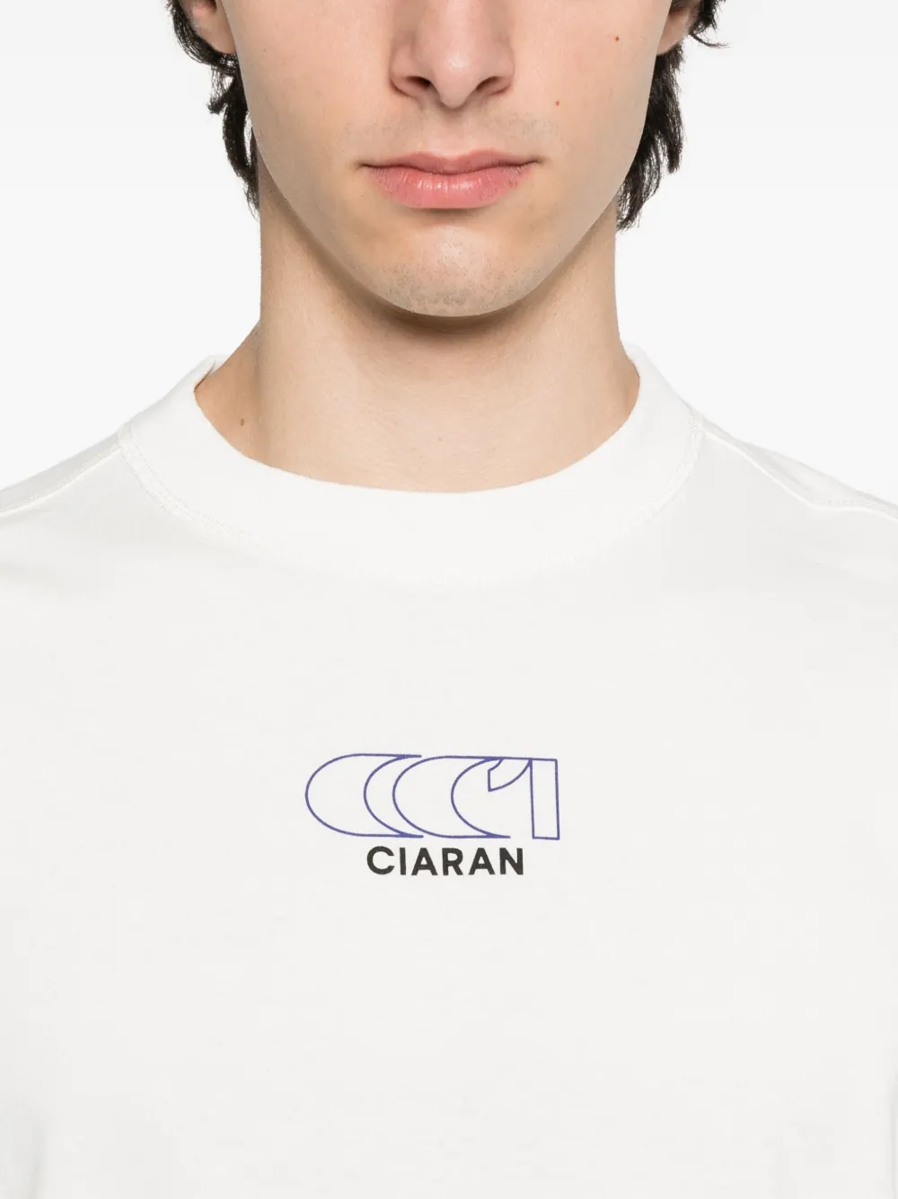 CIARAN T-shirt met logodetail Wit