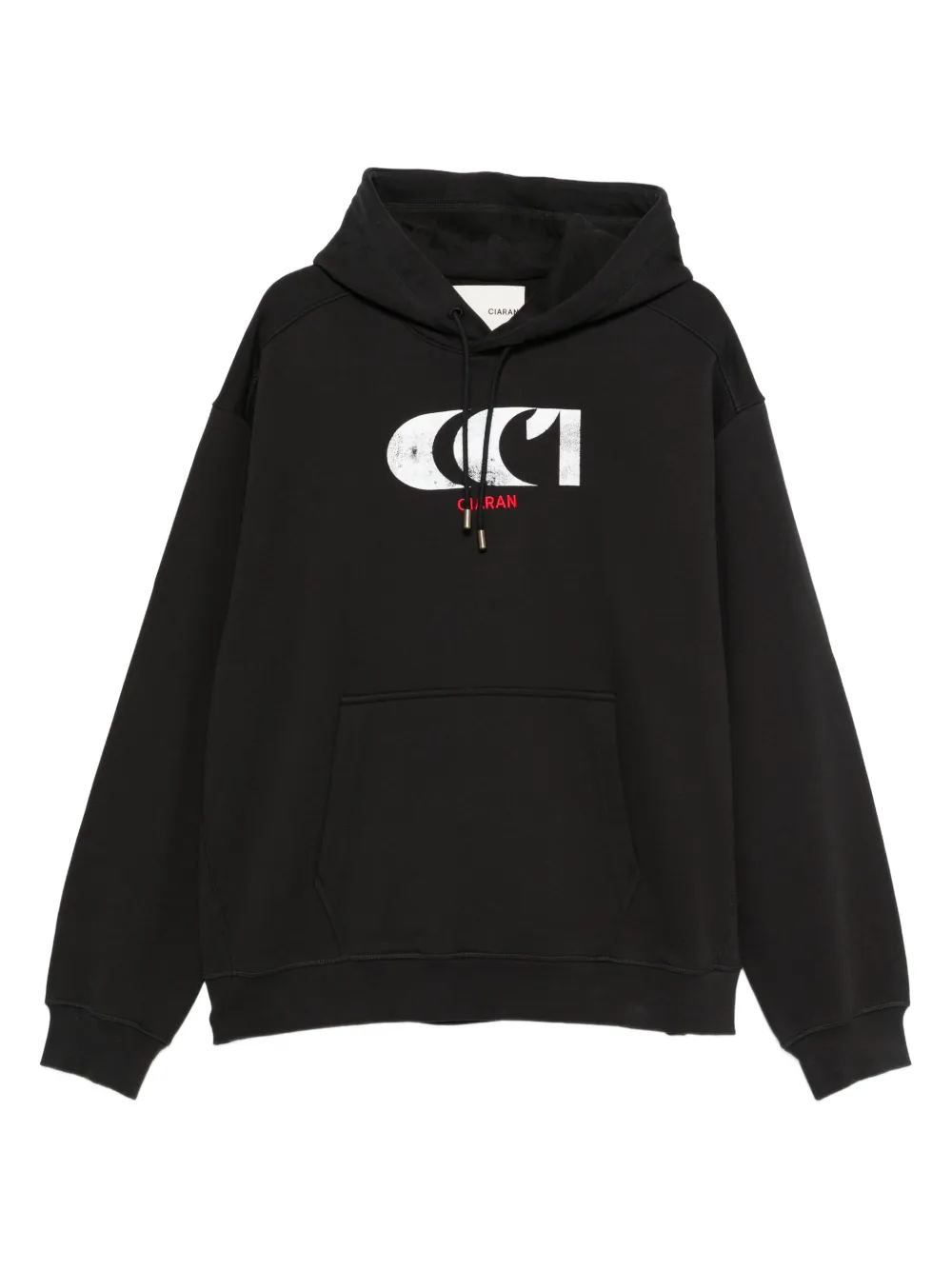 CIARAN logo-print cotton hoodie | Black | Image 1