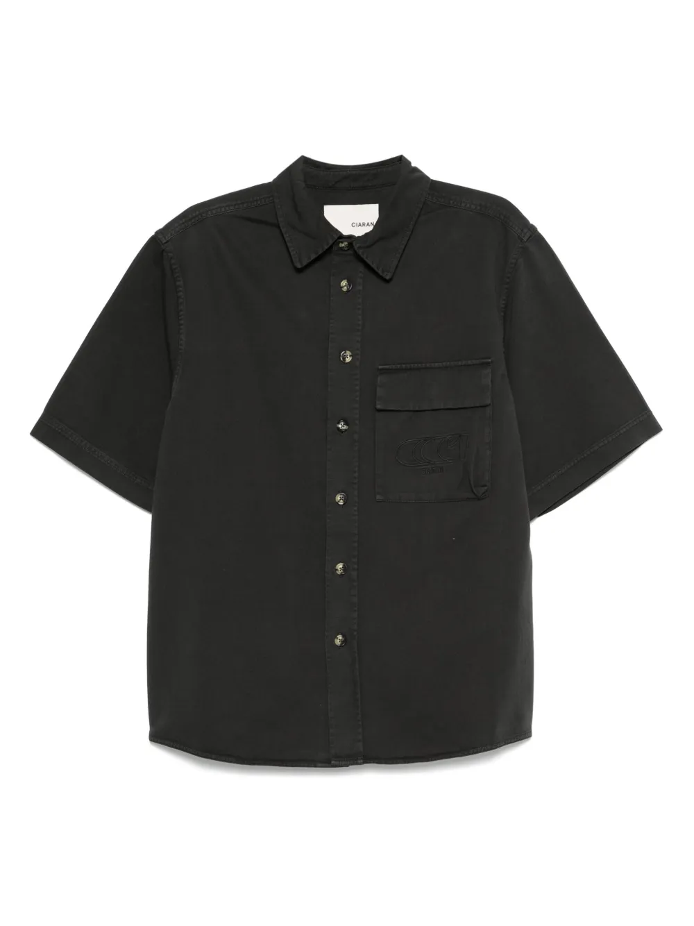 CIARAN embroidered-pocket shirt | Black | Image 1