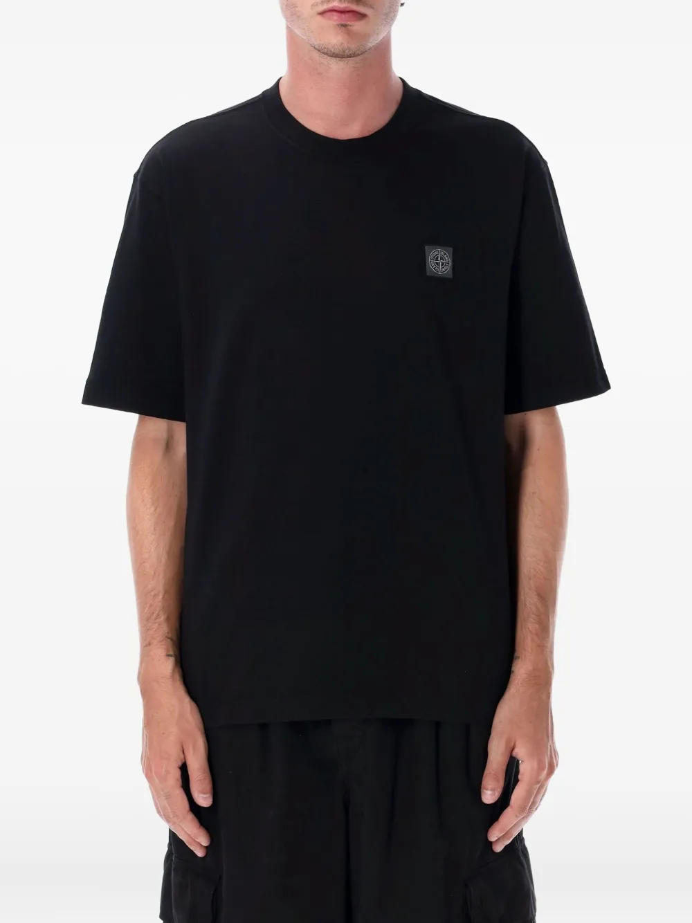 Stone Island logo patch cotton T-shirt Zwart