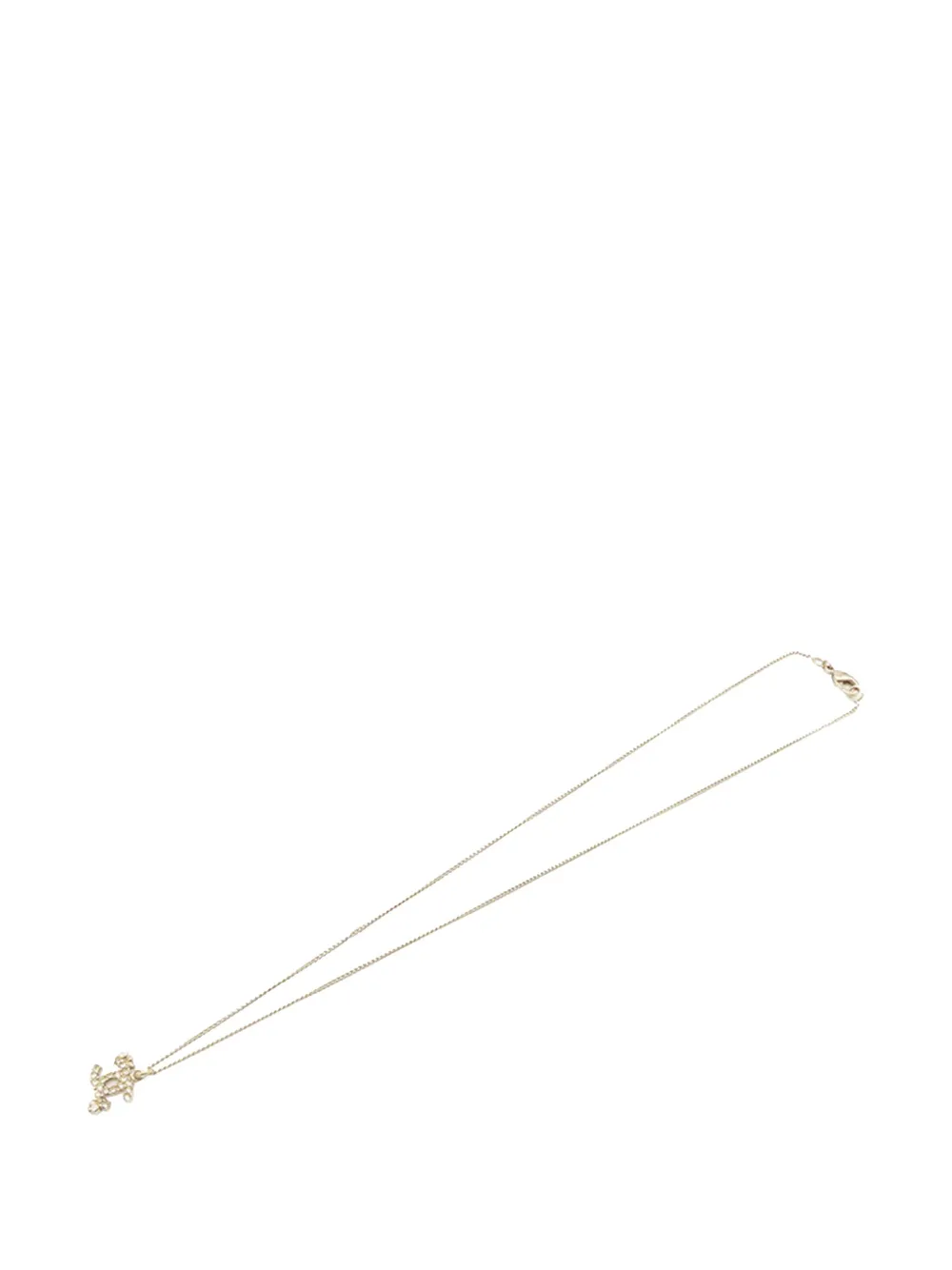 CHANEL Pre-Owned 2009 Gold Plated CC Rhinestones Pendant Necklace CHANEL Pre-Owned 2009 Gold Plated CC Rhinestones Pendant Necklace