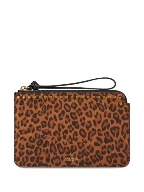 ISABEL MARANT leopard-print studded clutch bag