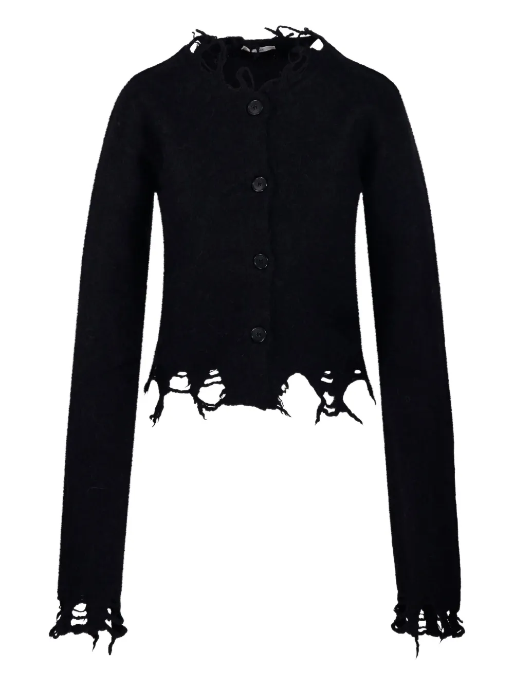 Haikure frayed-hem distressed cardigan | Black | Image 1