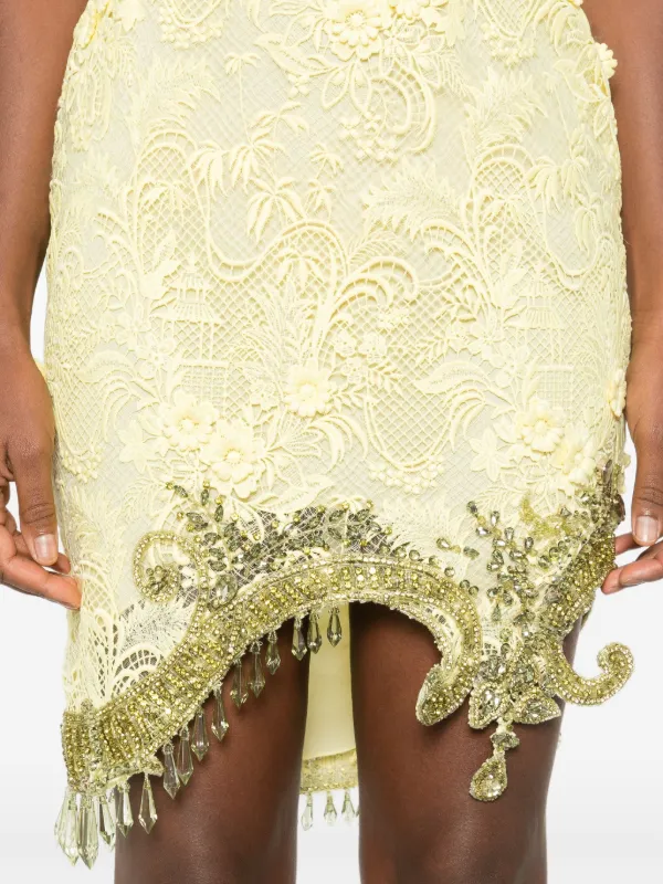 Georges Hobeika Floral-Embellished One-Shoulder Mini Dress - Green