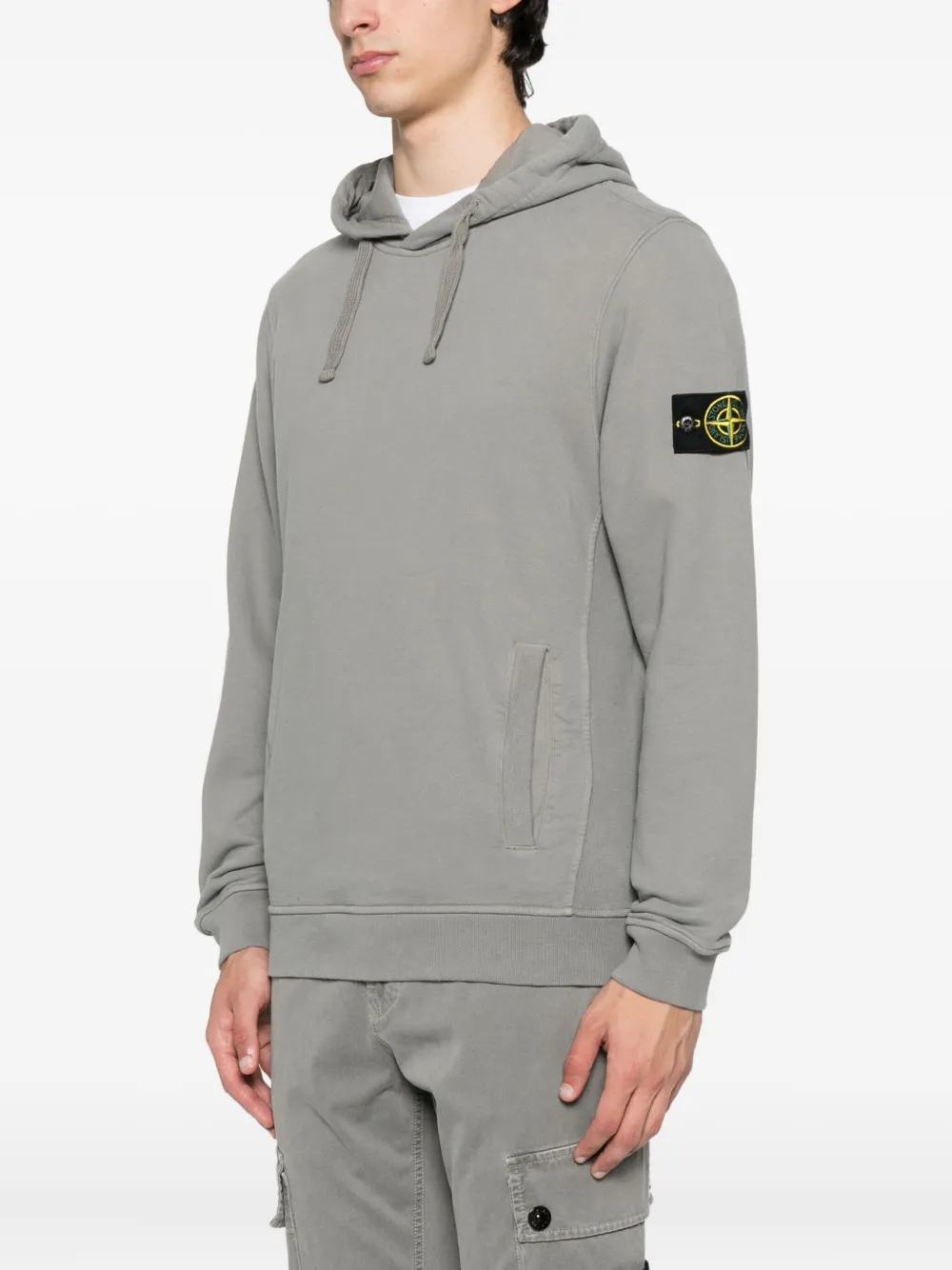 Stone Island welt-pocket cotton hoodie Grijs