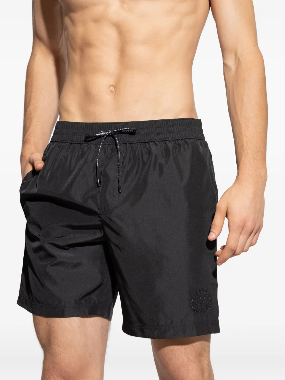 Dolce & Gabbana Zwembroek met geborduurd logo Zwart