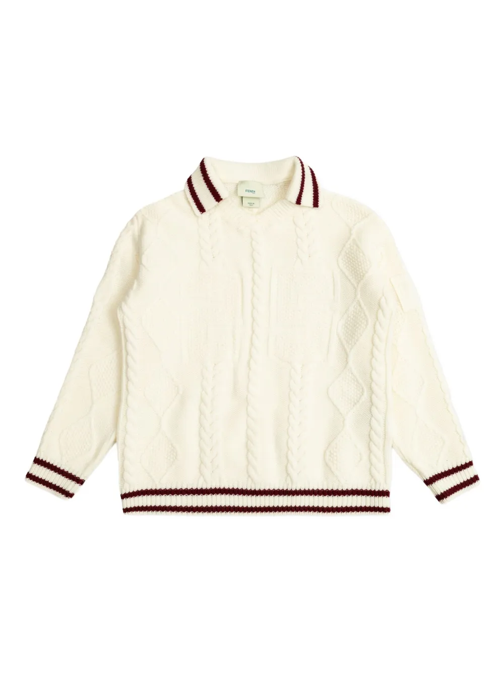 Fendi Kids cable-knit polo-neck sweater | Neutrals | Image 1