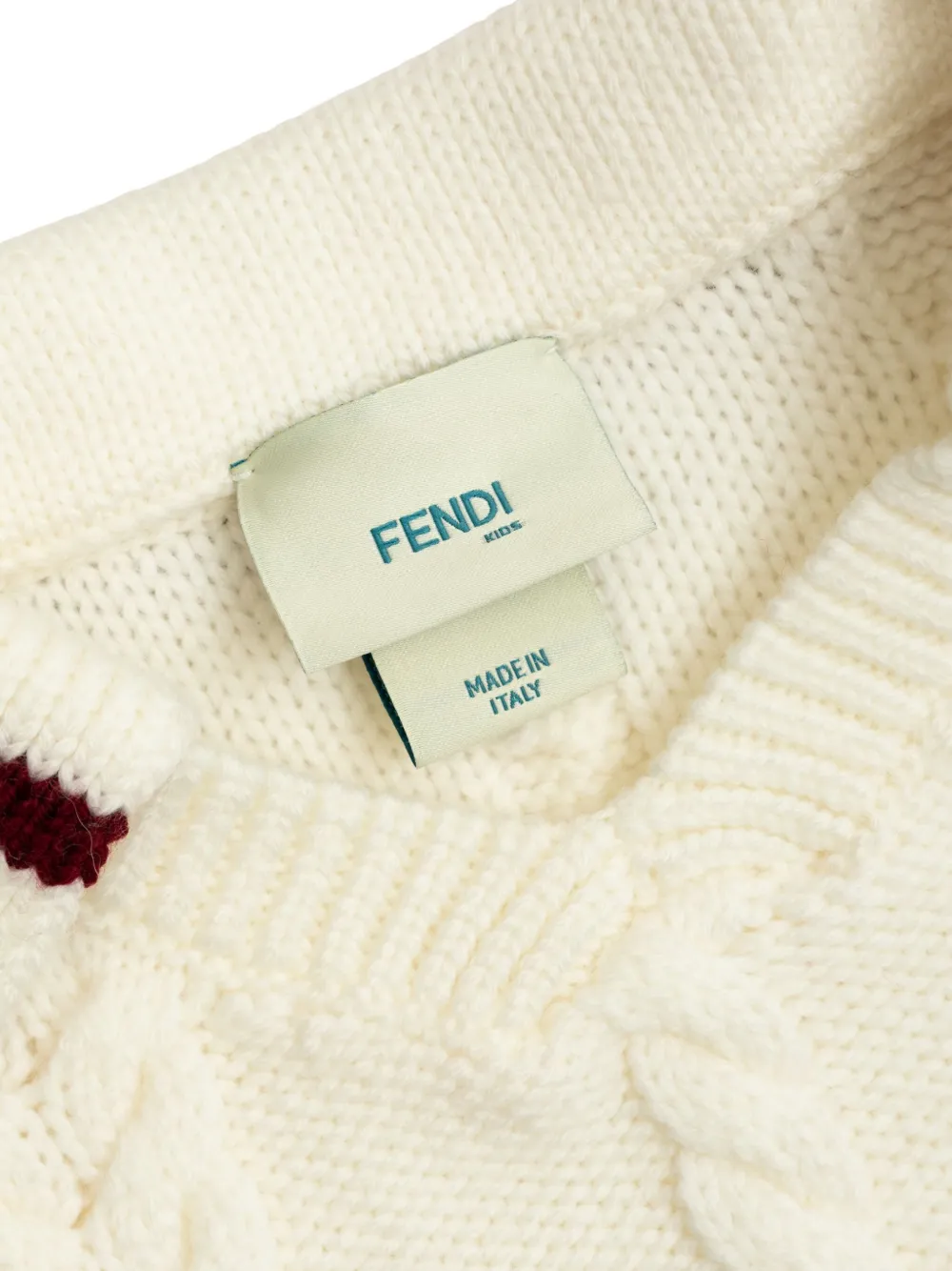 Fendi Kids Kabelgebreide trui met polokraag Beige