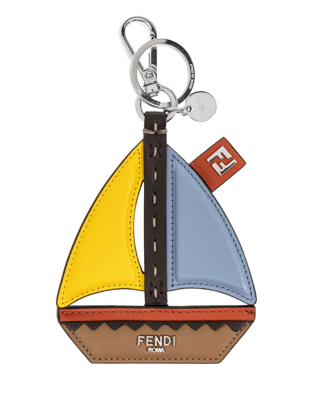 FENDI sailboat leather keyring Geel
