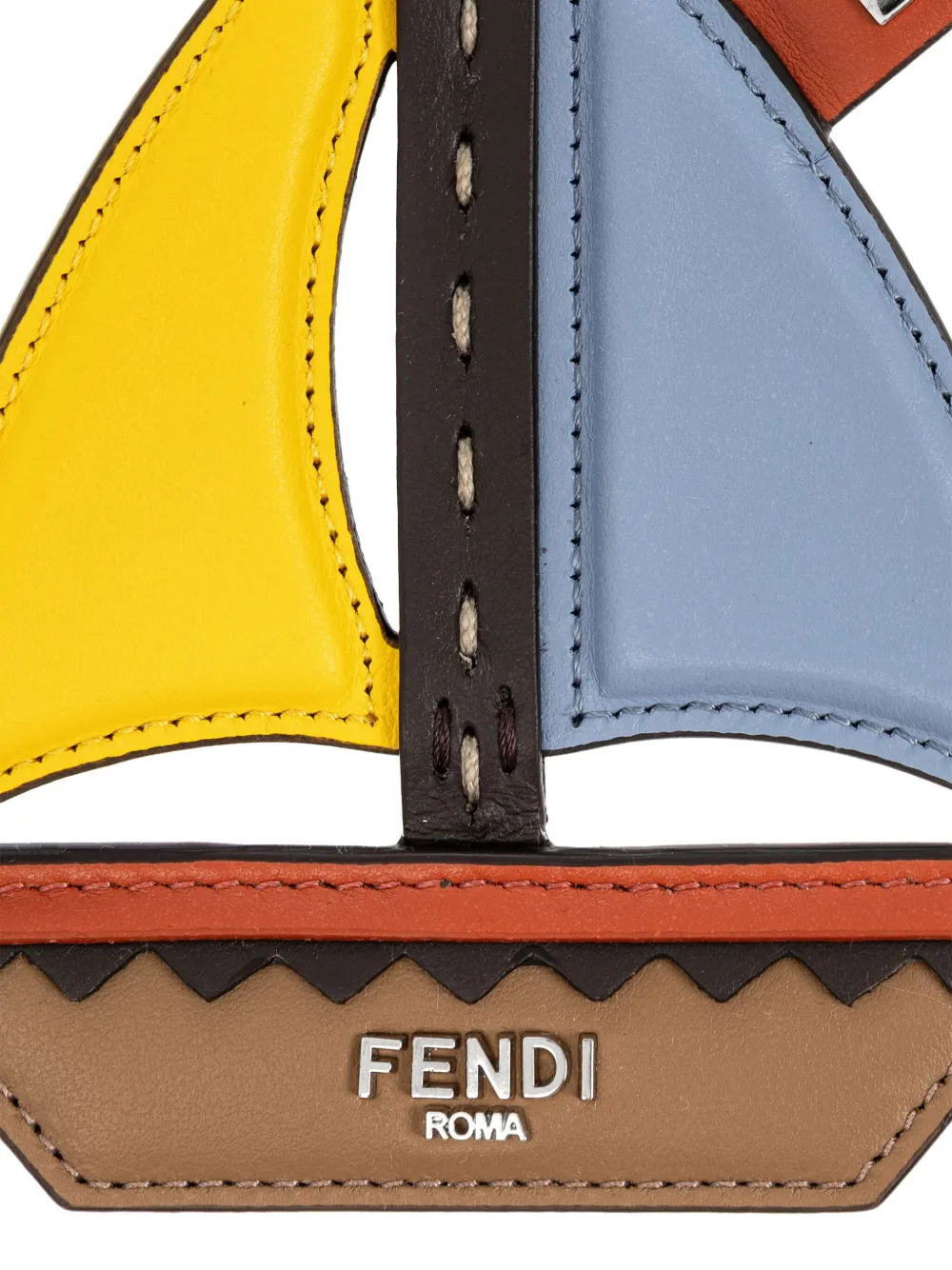 FENDI sailboat leather keyring Geel