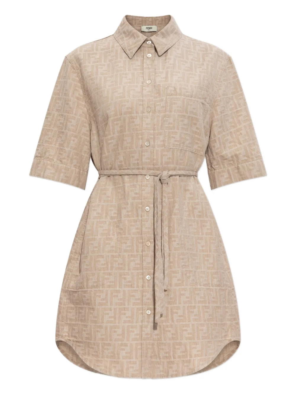 FENDI Blousejurk met monogram logo Beige