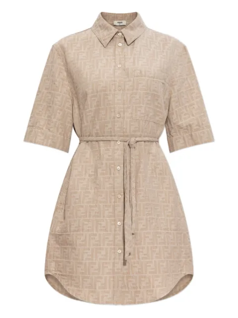 FENDI monogram-logo shirt dress