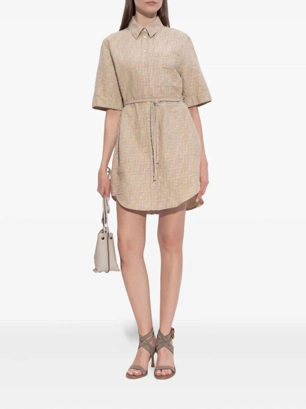 FENDI Blousejurk met monogram logo Beige