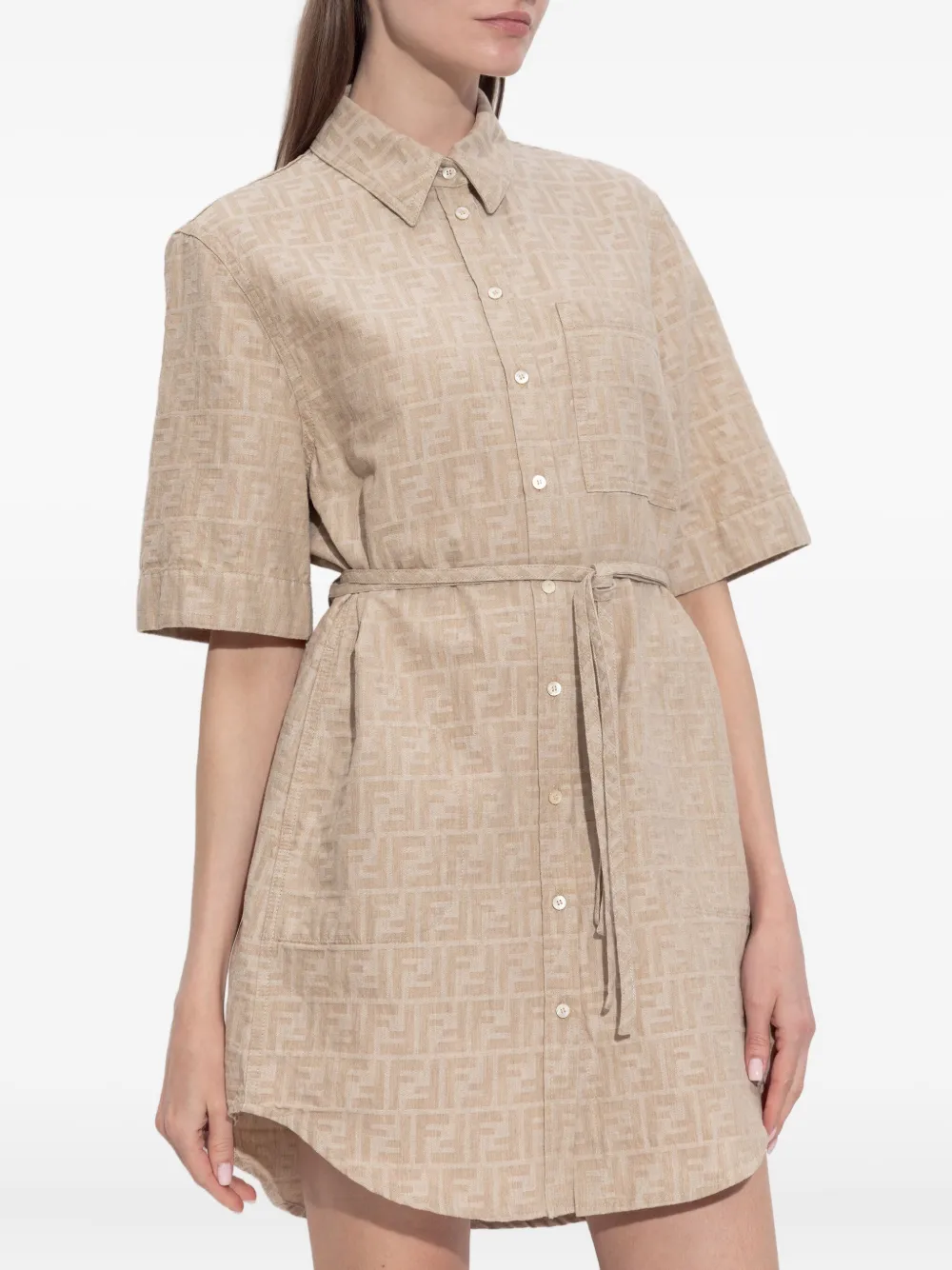 FENDI Blousejurk met monogram logo Beige