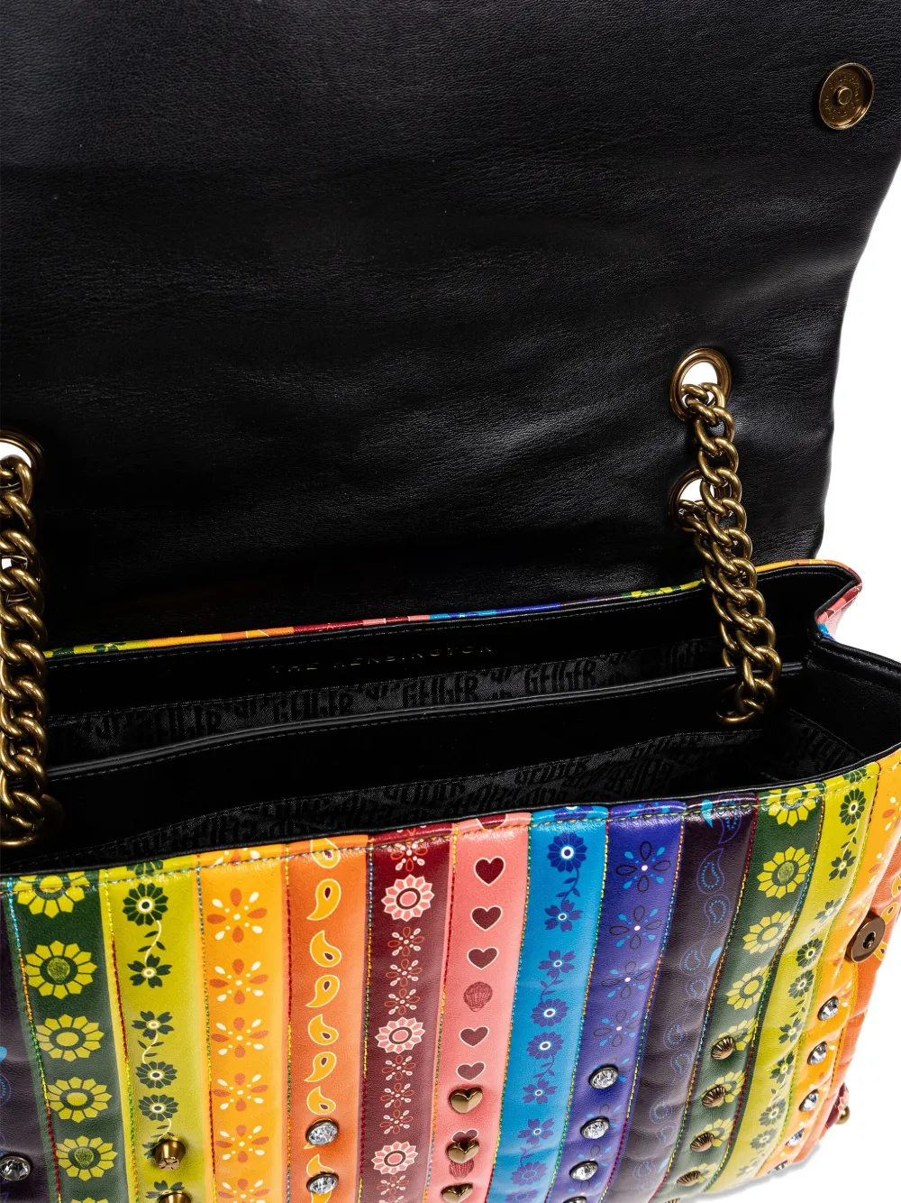 Kurt Geiger London XXL Kensington schoudertas met regenboogstreep Blauw