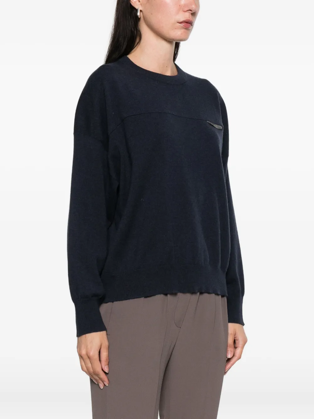 Brunello Cucinelli Trui verfraaid met ketting Blauw