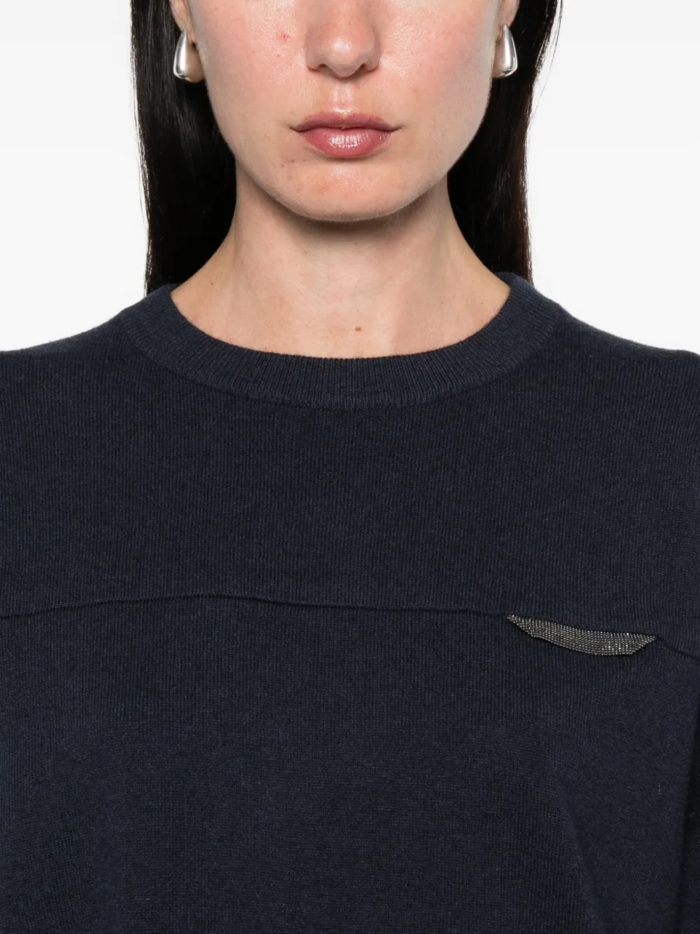 Brunello Cucinelli Trui verfraaid met ketting Blauw
