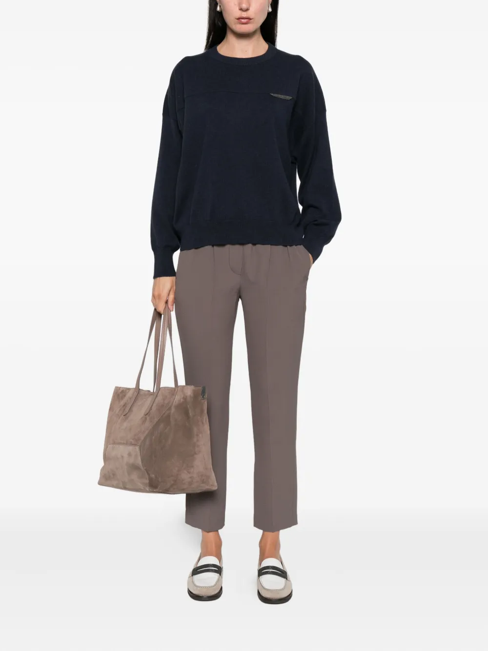 Brunello Cucinelli Trui verfraaid met ketting Blauw