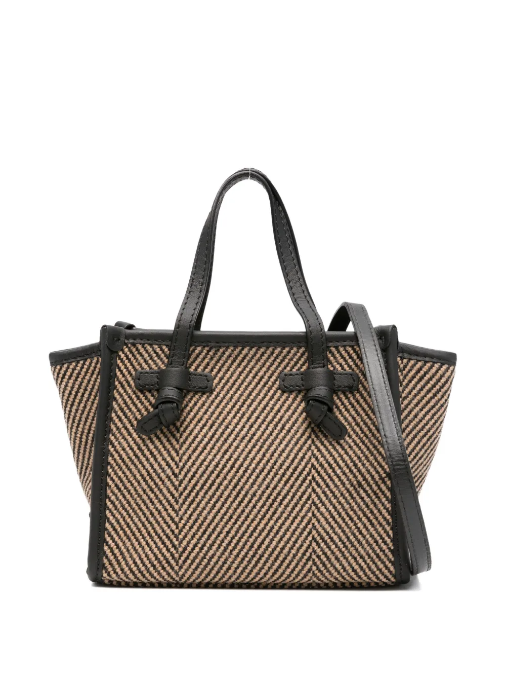 GIANNI CHIARINI Miss Marcella shopper met visgraatpatroon en geknoopt detail Zwart