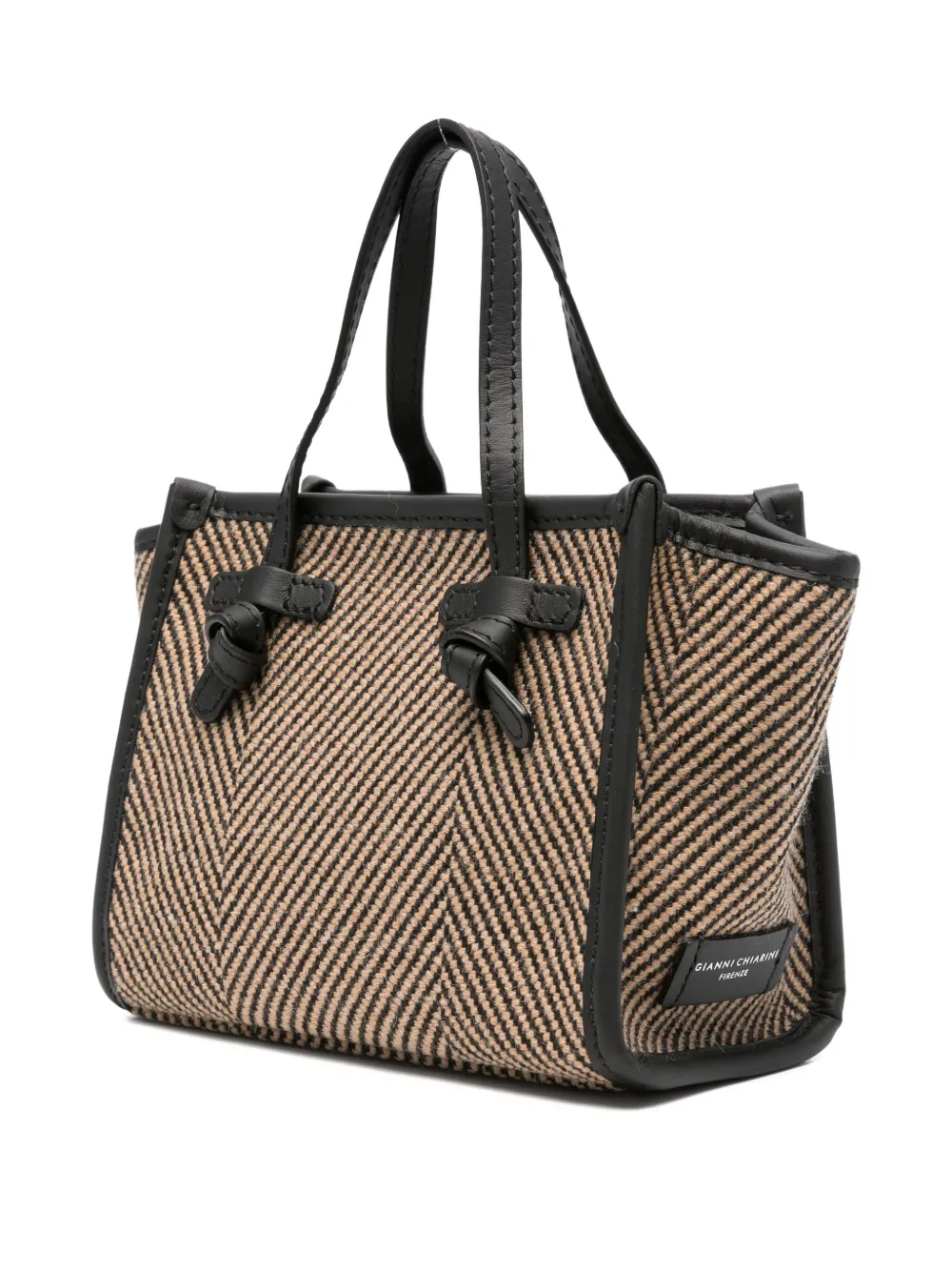 GIANNI CHIARINI Miss Marcella shopper met visgraatpatroon en geknoopt detail Zwart