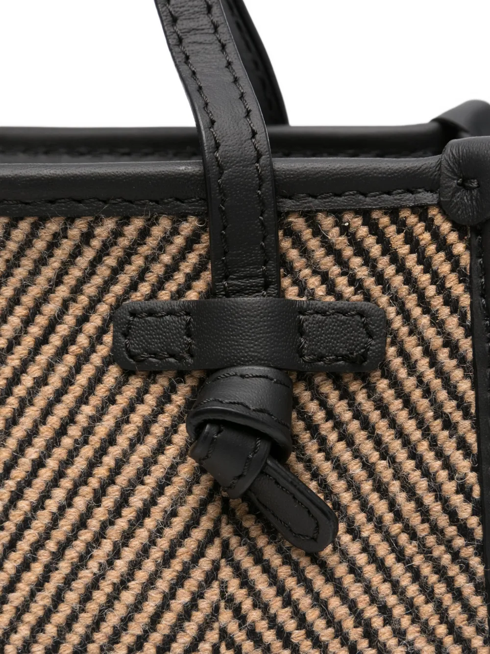 GIANNI CHIARINI Miss Marcella shopper met visgraatpatroon en geknoopt detail Zwart
