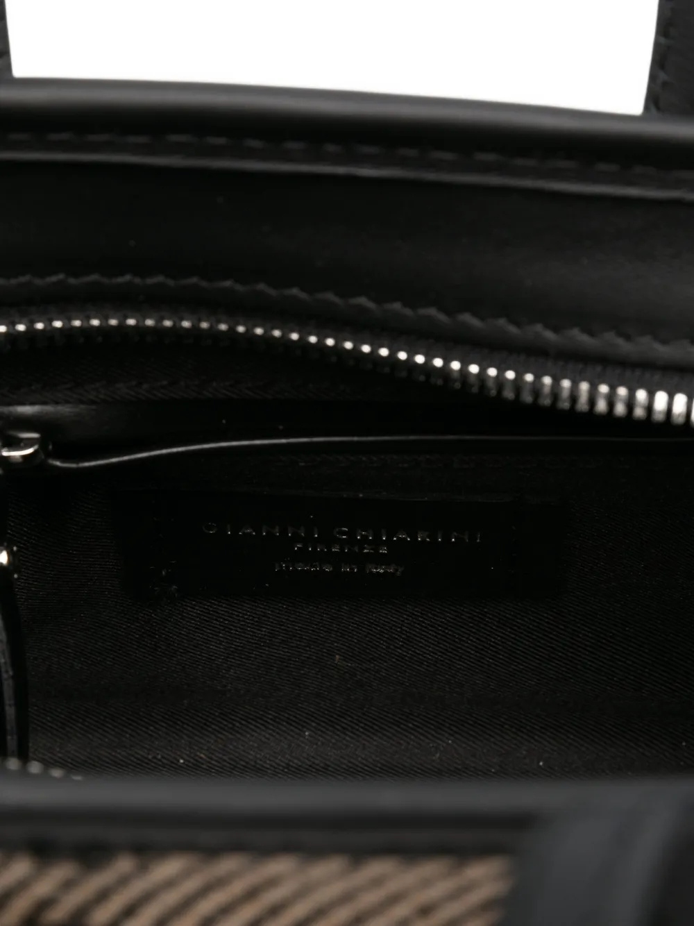 GIANNI CHIARINI Miss Marcella shopper met visgraatpatroon en geknoopt detail Zwart