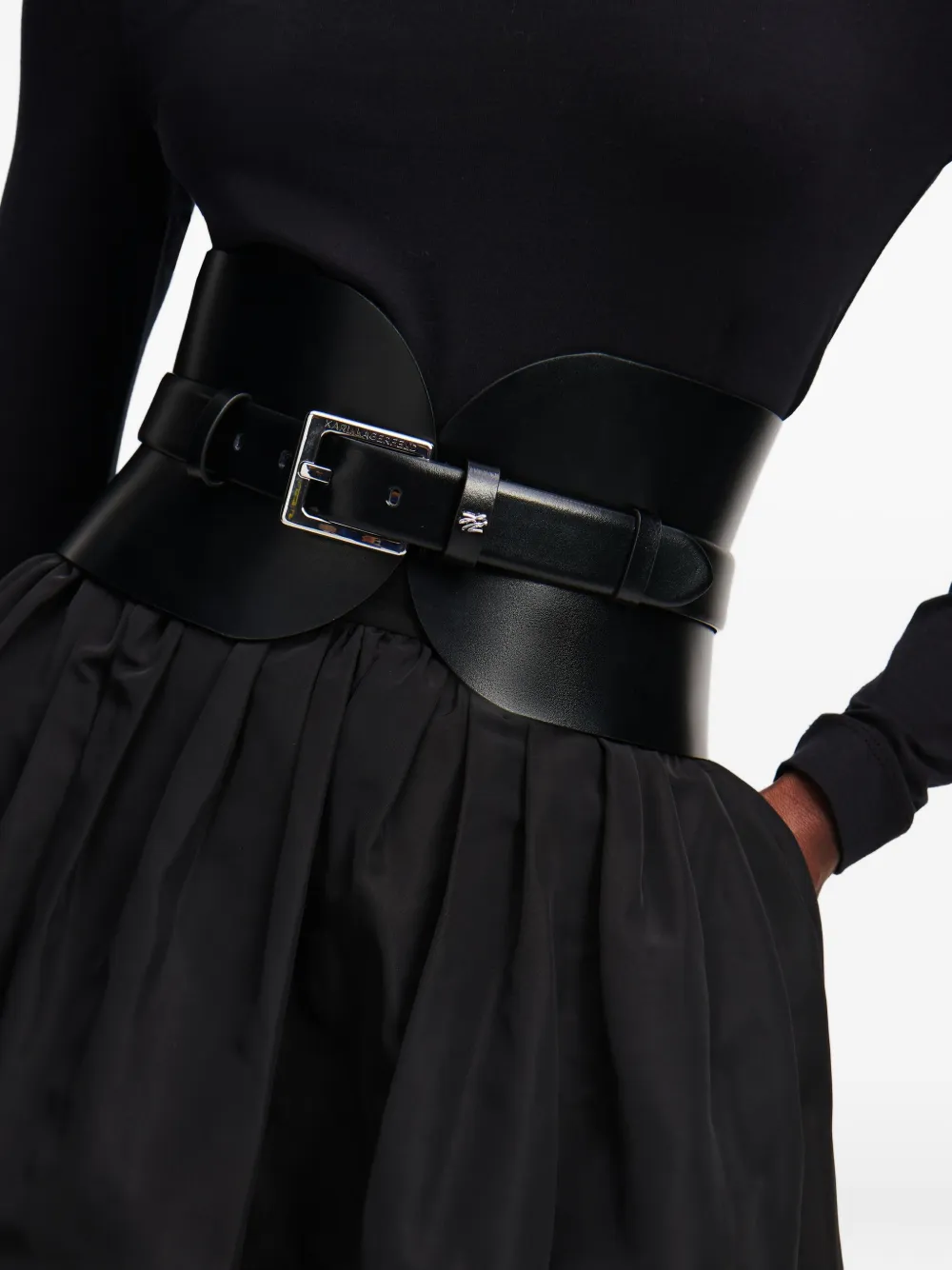 Karl Lagerfeld Essential Multifunction leren riem Zwart