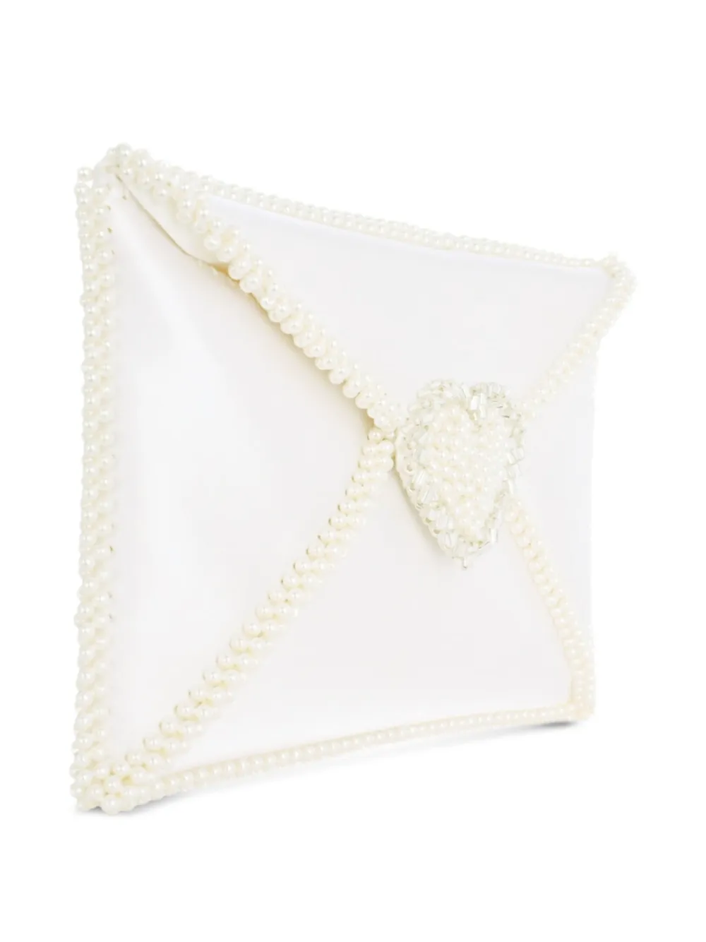 Vanina Love Letter clutch verfraaid met parel Wit