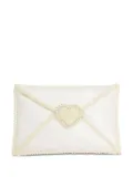 Vanina Love Letter pearl-embellished heart clutch - White