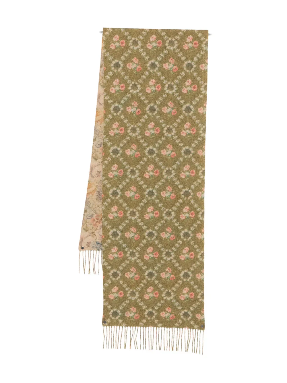 Pierre-Louis Mascia Kievnew floral-pattern fringed scarf Groen