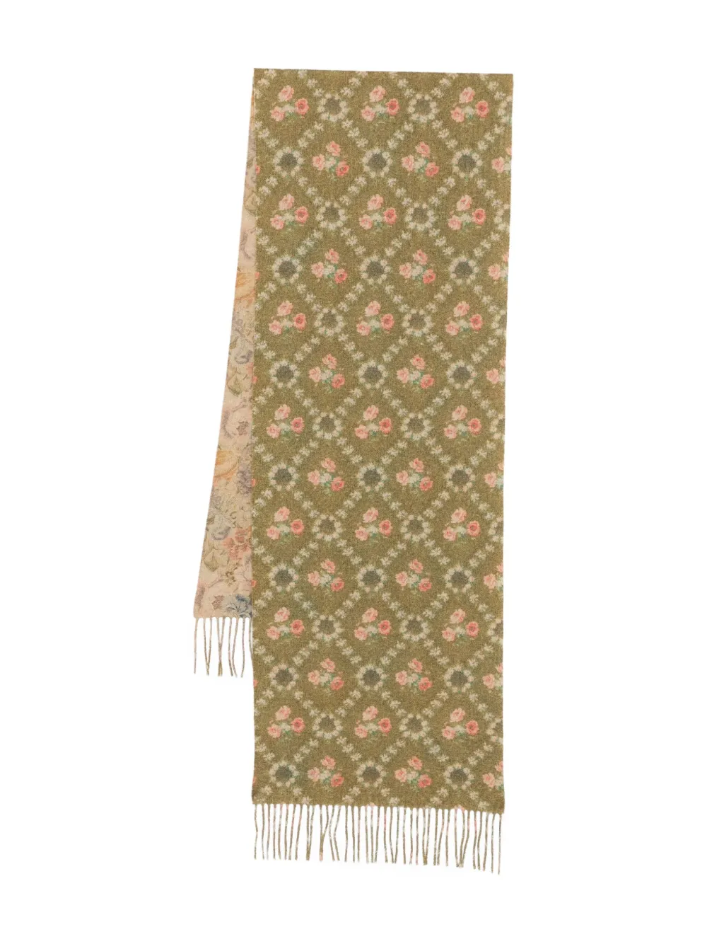 Pierre-Louis Mascia Kievnew floral-pattern fringed scarf Groen