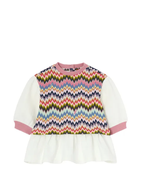 Missoni Kids zigzag-pattern ruffled-hem dress