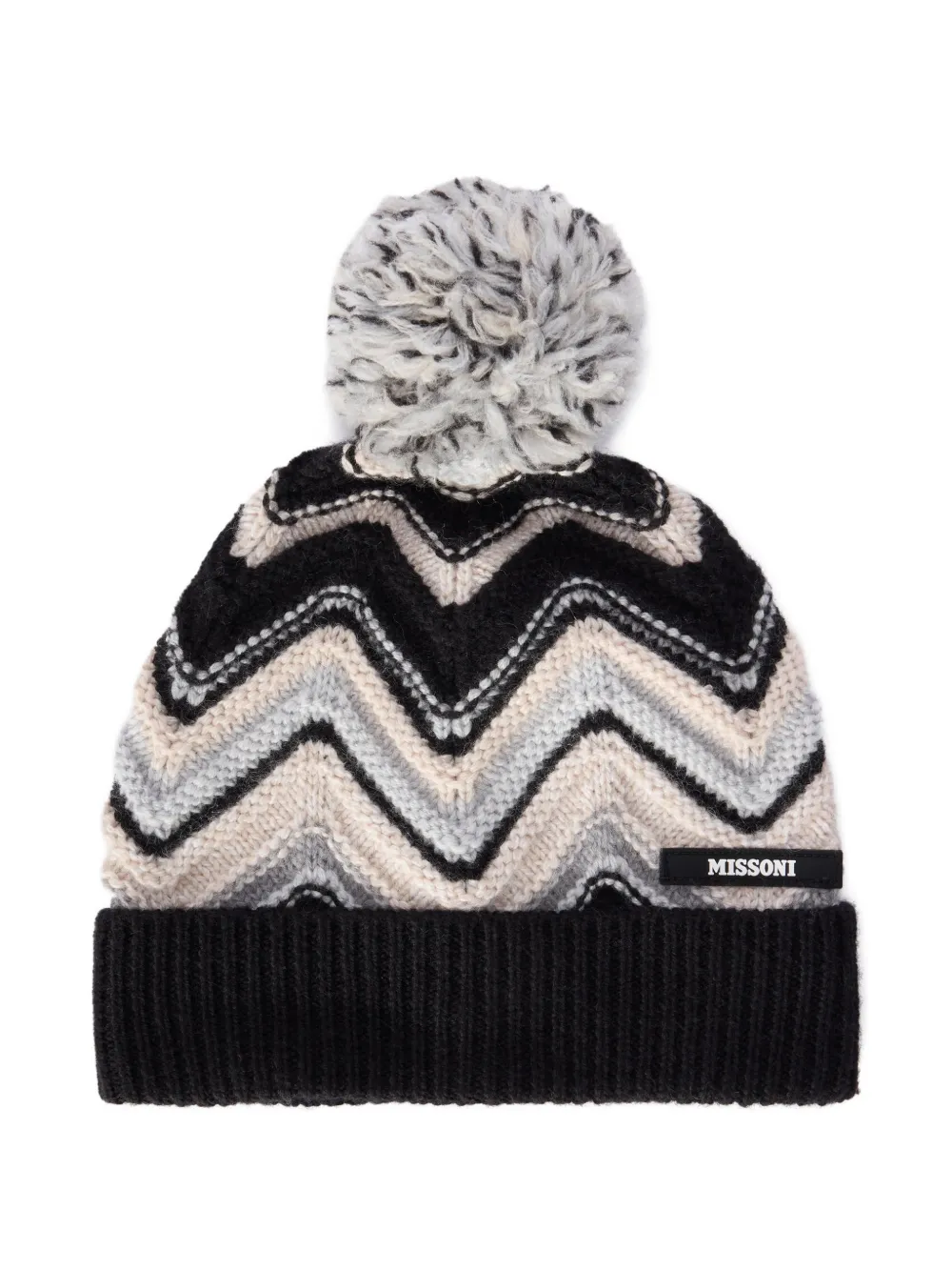 Missoni Kids chevron-pattern beanie hat - Nero