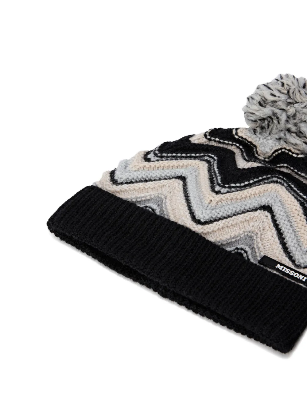  Missoni Kids Chevron-pattern Beanie Hat - Black 