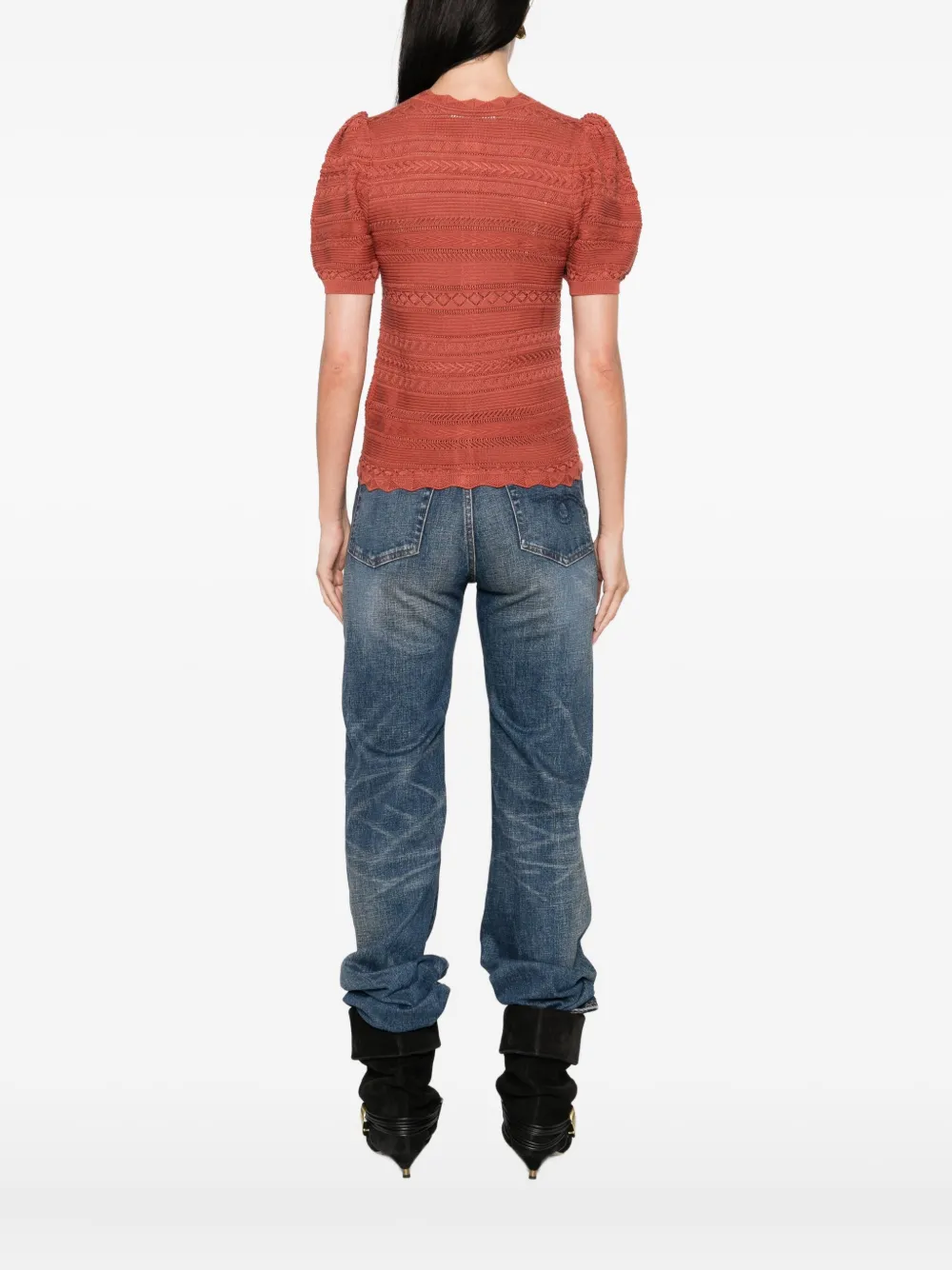 Ba&Sh Vinat vest met pofmouwen Bruin