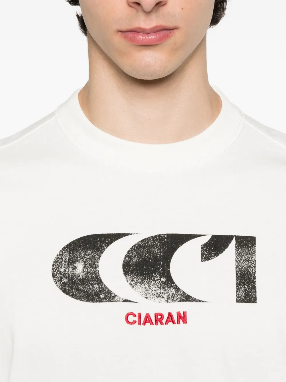 CIARAN Katoenen T-shirt met logoprint Wit