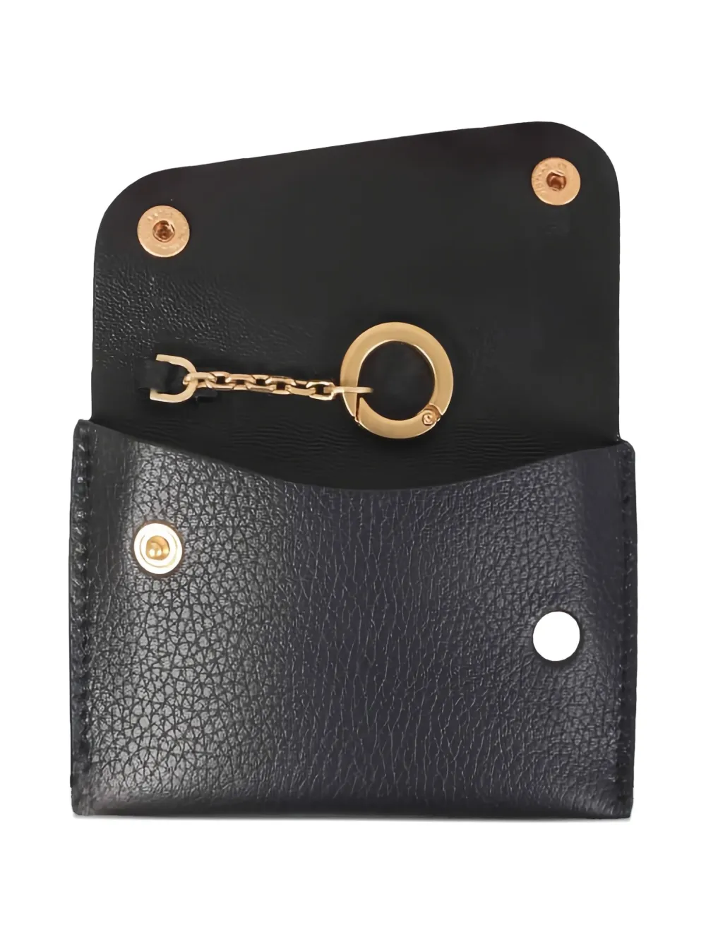 Il Bisonte Press-stud Leather Cardholder In Black