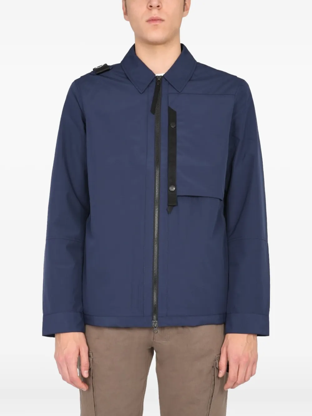 Ma.strum Logo-patch Shirt Jacket In Blue