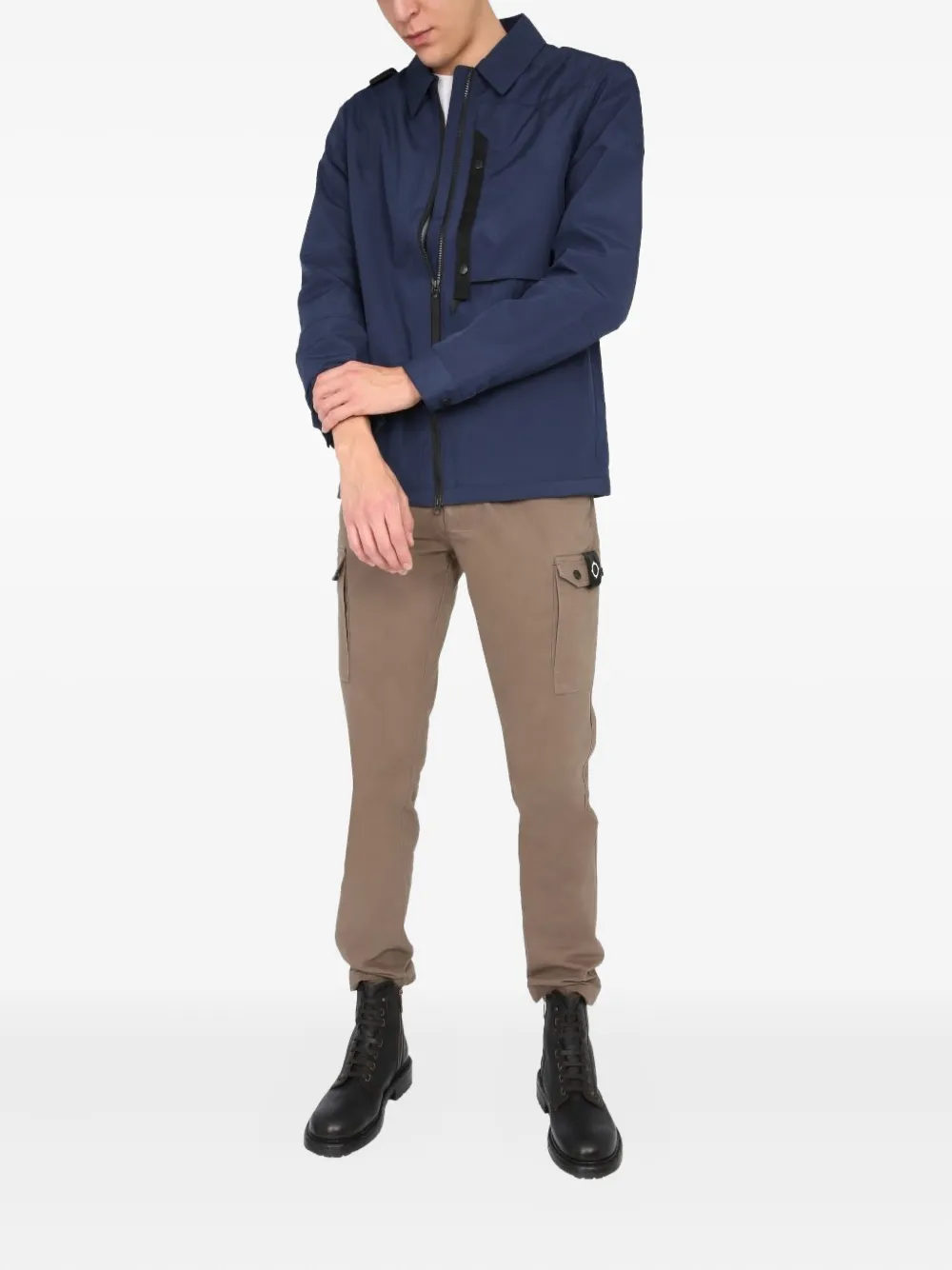 Ma.strum Logo-patch Shirt Jacket In Blue